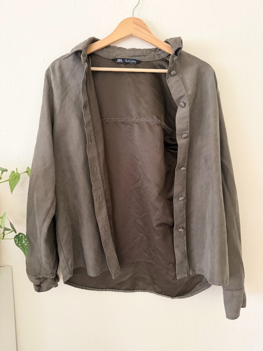 🫒 Zara Faux Suede Overshirt Jacket — Olive/Army Green 🌿